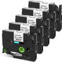 COLORWING TZe-231 TZ Tape 12mm 0.47 Laminated White Compatible with Brother Label Maker Tape P Touch Label Tape TZe231 1/2" for Brother Ptouch PT-D210 D220 1280 H110 1880 D400 P710BT Refills, 5-Pack (Black on White)