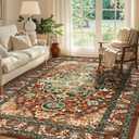 U'Artlines Boho Vintage Area Rug 6x9 ft Machine Washable Low Pile Soft Floor Carpet Non Slip Non Shedding Accent Rug for Living Room Bedroom Entryway Dining Room Office RustTeal (6'x9')
