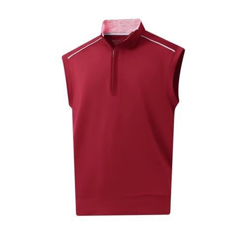 Rouen Quarter Zip Pullover Mens Vest Athletic Performance Outdoor Sleeveless Solid Half Zip Pullover Mens Vest Size Lsrge