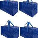 House Goody's 4 Pack Thick Over-Sized Organizer Storage Bag with Strong Handles and Zippers for Travelling, College Carrying, Moving, Camping, Christmas Decorations Storage, Made of Recycled Material