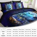 AILONEN Galaxy Wolf Comforter Set Queen Size,7-Piece Soft Bed in a Bag,Blue Rose Flower Animal Print Comforter & Fitted Sheet & Flat Sheet & 2 Pillowcases,2 Pillow Shams for Bedroom