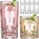Qipecedm Drinking Glasses, 8 Piece Crystal Glass Cups, Mixed Glassware Set, 4 pcs Crystal Old Fashioned 11oz Highballs and 4 pcs 11oz Whiskey Glasses, Great for Cocktail, Whisky and other Beverages