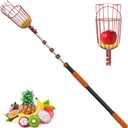 LAANPOLE 26FT Reach Fruit Picker Pole with Basket Telescoping, Apple Picker with 5-20FT Telescoping Pole for Apple Orange Lemon Mango Avocado Guava Fruit Picking