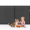 Reinforced Retractable Baby Gate for Stairs & Banister, 55" Wide Mesh Dog Gate, One-Handed Dual Lock Safety Gate for Kids & Pets, Fits Round & Square Posts (Black)
