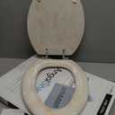 Elongated Toilet Seat Natural Wood Toilet Seat with Zinc Alloy Hinges, Easy to Install also Easy to Clean, Anti-pinch Marble Toilet Seat by Angol Shiold (Elongated, Beige Pink)