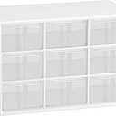 Small Drawer Organizer for Desk, 7.1" x 3. 8" x 4.6" Mini Desktop Drawer Organizer with 9 Clear Drawers, Plastic Desktop Craft Storage Box for Desk Office School Home (White)
