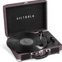 Victrola Journey Bluetooth Portable Suitcase Record Player – with Builtin Speakers, 3 Speed Vinyl Record Player, RCA Out, Headphone Jack (Magenta)