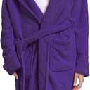 Women's Shawl Collar Bathrobe, Soft Long Towel Robes for Women - Super Absorbent Quick Dry yet Warm(Large-X-Large, Dark Purple)