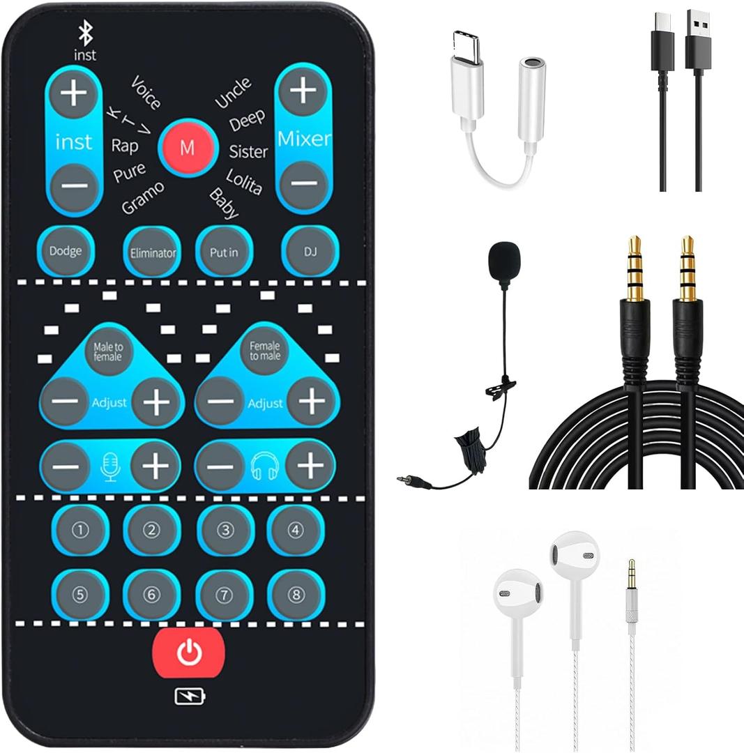 High-Definition Portable Voice Changer Sound Card with Real-Time Transformation, Ideal for Streaming, Gaming, and Entertainment Scenarios (M10-for Android Smartphone)