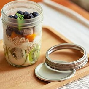 Miuyhji Wide Mouth Mason Jars 16 oz with Lids [4 Pack], Canning Jars with Metal Airtight Lids and Bands, 16 oz Glass Jars for Fermenting, Pickling, Freezing, Preserving, Meal Prep, Jar Dcor, 16 oz-4Pcs