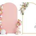 Wokceer 7.2 FT Wedding Arch Stand and Arch Cover, Metal Arch Backdrop Stand with Arch Stand Cover for Birthday Party Wedding Ceremony Bridal Baby Shower Event Decor, Pale Pink