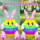 5FT Easter Inflatables Outdoor Decorations Inflatable Bunny with Built in LED Lights, Cute Rabbit Blow Up Yard Decoration for Lawn Garden Holiday Party