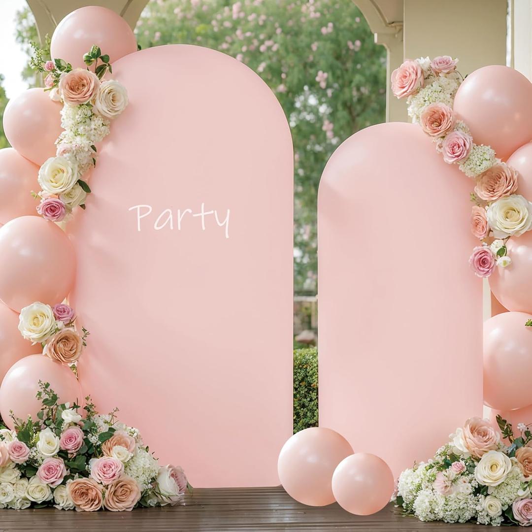 Pink Arch Cover 2 Set 7.2 and 6ft Pink Arch Backdrop Cover Spandex Wedding Arch Stand Covers for Birthday Party Baby Shower Girls Bridal Shower Banquet Photo Balloon Arch Backdrop Cover Background 