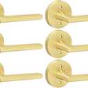Goldenwarm Gold Dummy Door Handles Interior, Bruhsed Gold Dummy Interior Door Handles, Heavy Duty Zinc Alloy Indoor Door Levers No-Turning for Closet Doors (6 Pcs) (3 Pack)