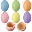 CroBlissful 6 Pcs Wooden Easter Eggs 2.76 Inch Fillable Fake Easter Eggs Bulk Reusable DIY Empty Wooden for Crafts Hunt Basket Stuffers Fillers Party Favor Decorations (Macaroon)