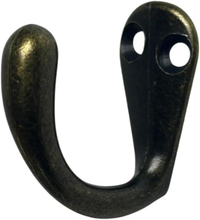 QCAA Single Prong Hook Hanger, Zinc Die Cast (6pack, Antique Brass)