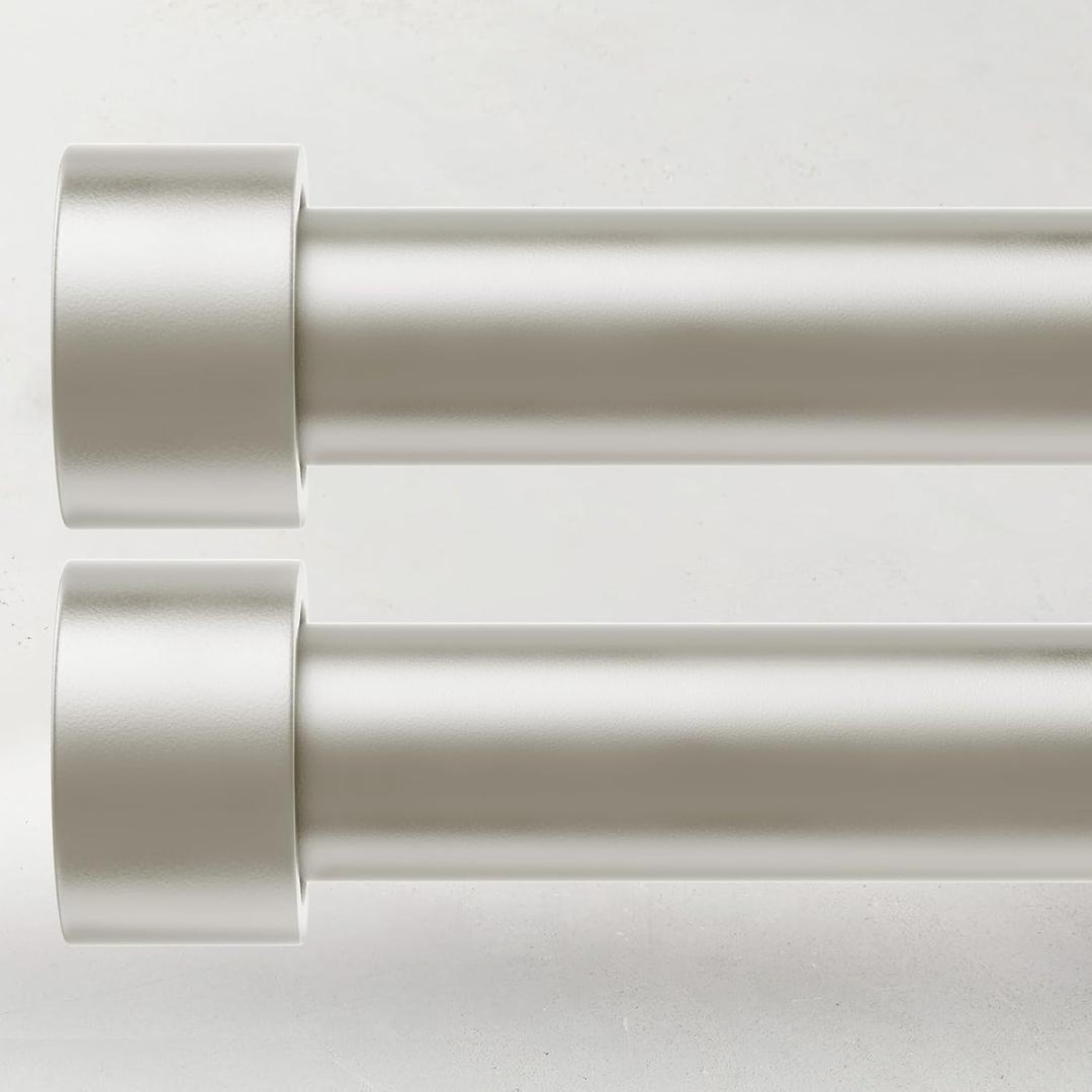 2 Pack Curtain Rods for Windows 28 to 48 Inch(2.3-4ft), 1 Inch Brushed Nickel Curtain Rods Set, Adjustable Heavy Duty Curtain Rod, Modern Drapery Rods for Bedroom Living Room, Size 32"- 60"