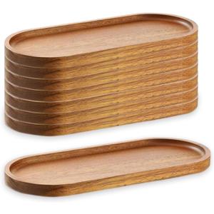 8Pack Wood Serving Trays 11.5x4 Inch Charcuterie Boards Oval Wooden Plates Wood Serving Platter Cheese Dinner Plates Bulk for Dessert Snack Bread Fruit Appetizer Dishes