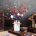 SiliFine 2 Sets Patriotic 4th of July Centerpieces for Tables Red White Blue 250th Anniversary Decor Memorial Day Flowers Include 11.81 Inch Artificial Berry Stem Stars Picks and Vase for Home Office