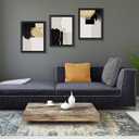 QTESPEII Set of 3 Abstract Canvas Wall Art Black and Gold Geometric Color Blocks Paintings Print Pictures Minimalist Art Decor for Living Room Bedroom Home Office Decoration Framed, 12x16inch