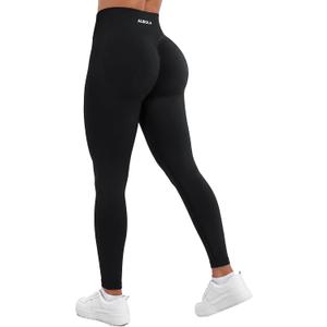 AUROLA Influence Workout Leggings for Women, Seamless Compression Tummy Control Leggings Mid Rise Yoga Pants, Black, Small