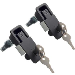 2Pcs Compression Latch Flush Sealed Lever Latch Trigger Lift and Turn Adjustable Grip Matching Keys Powder Coated Black