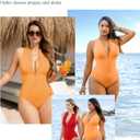 Popilush Orange Swimsuits for Women One Piece Swimsuit Women Tummy Control Shapewear Athletic Zipper Slimming Bathing Suits Padded Outfits (XL, Orange)