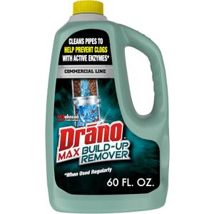 Drano Max Build Up Remover Drain Cleaner, Enzymes & Probiotics Prevents Clogs & Remove OdorCausing Buildup, Safe for Septic, Toilets & Pipes in Bathroom Drains & Kitchen Sinks, Commercial Line, 60 oz