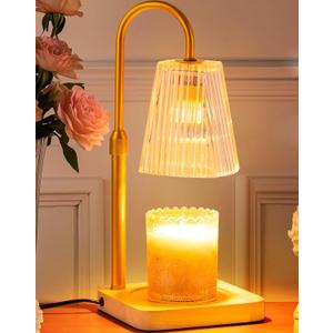 Candle Warmer Lamp Timer Adjustable - Height Wax Melt Electric Light Warming Dimmable Top Melter Heater For Melting Heating Small Jar Candles Gifts Women Mom Birthday Home Desk Decor with 2 Bulbs (Transparent)