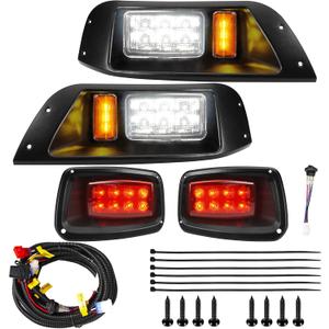 LED Headlight and Tail Light Kit for EZGO TXT 1996-2013 Gas and Electric, Street Legal 12V LED Kit