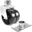 AR-PRO Dual Trailer Swirl Jack Caster Wheel + Footplate - 6" Caster Wheels Support 1,200 lbs - Footplate With Safety Pin Supports 2,000 lbs, Fits 2" Diameter Tube