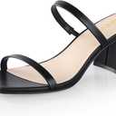 Square Toe Heeled Sandals for Women - Women's Low Block Heels Sandals - 2.25IN Open Toe Ankle Strap Chunky Heels - Slip on Heeled Sandal Mule- Nude Black Strappy Heels for Party Wedding Dress Shoes, 
 6.5 UK
