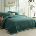 Bedsure Dark Green Quilts Twin Size - Twin Quilt Bedding Set Bedspread Coverlet, Lightweight Corduroy Pattern Bedspread, 2-Piece Set with 68"x86" Coverlet & 1 Pillow Sham, All-Season Soft Microfiber