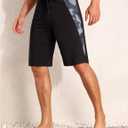 unitop Mens Swim Trunks with Compression Liner Bathing Suit 9" Surfing Summer Board Shorts with Pocket (Black)