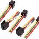 uxcell DC 12V/24V 80A 5-Pin Wire Cable Relay Socket Harness Connector 5pcs for Car Truck