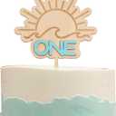 Wave Surf Wooden Cake Topper - The Big One Themed 1st/First Birthday Party Decoration,Smash Cake Photo Props