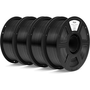 ELEGOO PLA+ Filament 1.75mm Black 4KG, High Toughness PLA Plus 3D Printer Filament Dimensional Accuracy +/- 0.02mm, 4pcs 1kg Spool(2.2lbs) Fits for Most FDM 3D Printers