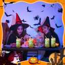 12 Packs Halloween Glass Cups 16oz Halloween Boo Baskets Stuffers Ghost Glass Cups with Lids Straws Glow in the Dark Iced Coffee Cup Gifts for Women Adults Teens Girls Party Decor (Ghost)