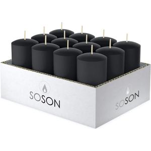Simply Soson Votive Candles Bulk, 24 Black Votive Candles, 10 Hours Burn time, Small, Bulk, Unscented Candles, Candle Votives for Wedding, Birthday, Holiday & Home Decoration (24 pack - Without Glass)