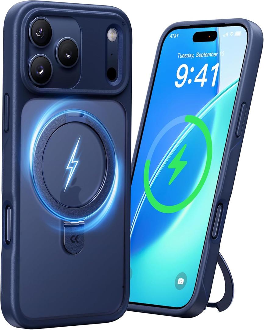CASEKOO Ultra-Magnetic Stand for iPhone 17 Pro Max Case [Military Drop Protection] [Compatible with MagSafe] Shockproof Translucent Matte Slim Ring for iPhone 17 Pro Max Phone Case 6.9", Blue