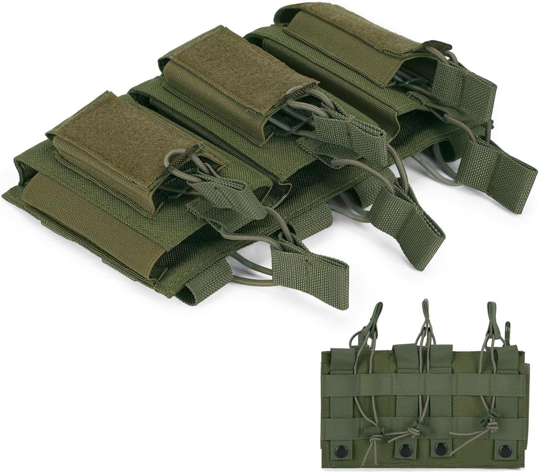 CamGo Triple Mag Pouch Tactical Molle Magazine Pouches Elastic Open-Top Tripple Magazine Holder for 5.56mm M4/M14/M16/AK/AR Rifle Pistol Magazines Carrier