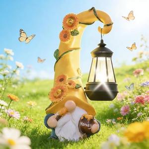 twinbling Mom Birthday Gifts-Garden Gnome Statue with Solar Lights Large Garden Sculptures Funny Triple Gnome Outdoor Patio Lawn Yard Garden Decor Gifts for Women Mom 12 in Spring Gnomes Outdoor