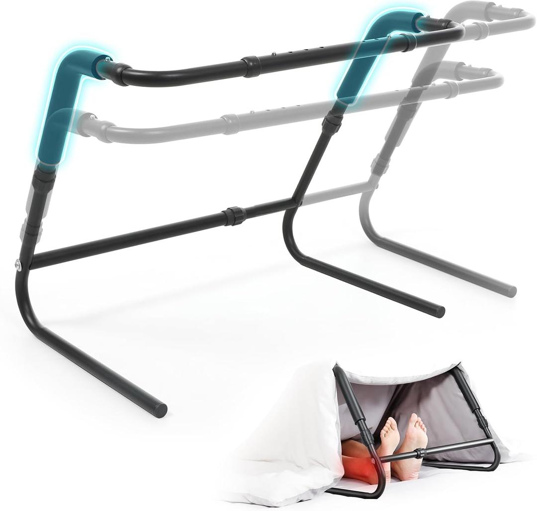 Blanket Lifter for Feet on the MattressHeight & Width Adjustable Bed Cradle for Feets, Keep Blankets Off Feet with Stable Triangle Structure, Anti-Slip Design & Convenient Storage