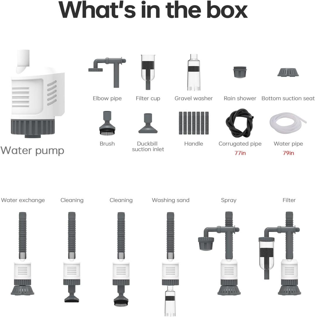 Fish Tank Cleaner Aquarium Gravel Cleaner Electric New (White)