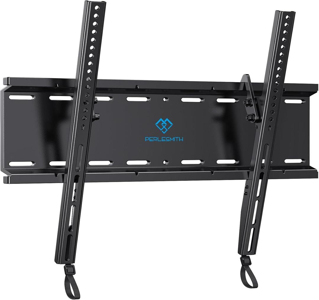 PERLESMITH Tilting TV Wall Mount Bracket Low Profile for Most 23-60 inch LED LCD OLED, Plasma Flat Screen TVs with VESA 400x400mm Weight up to 115lbs, Fits 16" Wood Stud (Black)