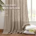 MIULEE Taupe Linen Curtains 96 Inch Length 2 Panels for Bedroom Living Room, Back Tab & Hook Belt Pleated Soft Thick Linen Textured Window Drapes Semi Sheer Light Filtering Farmhouse Burlap Look Decor