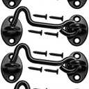 Klurent 4 Pack 4" Barn Door Latch Door Lock Hardware, Sliding Door Lock Eye Hook Latch with Screws, Rust-Resistant Metal Gate Latch, Privacy Hooks Latch for Inside Door, Window, Wooden Fence, Garage