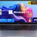 2025 Laptop Computer with Windows 11, Intel N150 Quad-Core Processor 16GB DDR4 RAM 512GB SSD, 15.6" FHD IPS Display, WIFI,5000mAh Battery,USB3.2 Gen1,Portable Laptops for Business Office Student