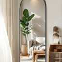 SUNQUEEN 58"x19" Floor Mirror Full Length, Arched Full Length Mirror with Stand, Full Body Mirrors for Bedroom Living Room or Cloakroom Black