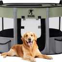 Foldable Pet Dog Playpen, Portable Dog Crate for Puppies, Cat, Rabbit, Chicks, Puppy Play Pen for Indoors, Kennel Tent Crate for Indoor Outdoor Travel Camping Use with Carrying Case (Green, L)